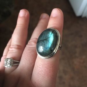 Big flashy Labradorite boho ring